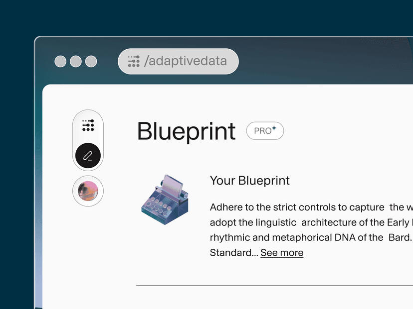 Blueprint: A Specification Layer for Adaptive Data